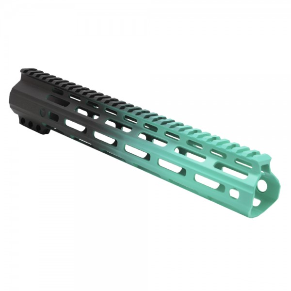 CERAKOTE GRADIENT| AR-15 ANGLE CUT CLAMP ON M-LOK 12 INCH HANDGUARD- BLACK BASE- GRADIENT- ROBINS EGG -MADE IN U.S.A